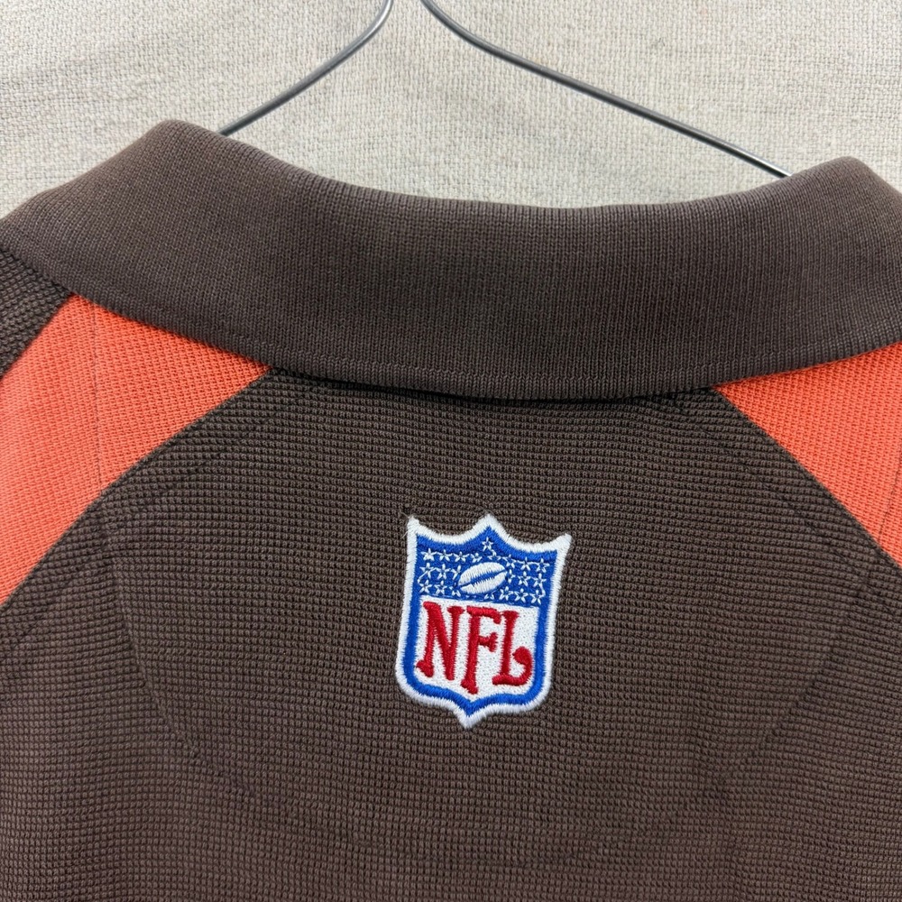 Reebok Polo Shirt Mens 2XL Brown Orange Cleveland Browns NFL PlayDry Pique Logo - Picture 3 of 8